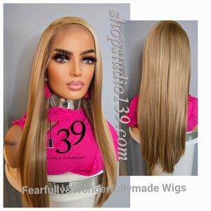 Honey Blonde Long Human Hair Baylage HD Lace front Wig